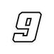4R Quattroerre.it 13369 Nummer Racing 9 Moto GP, wit, 10 x 10 cm