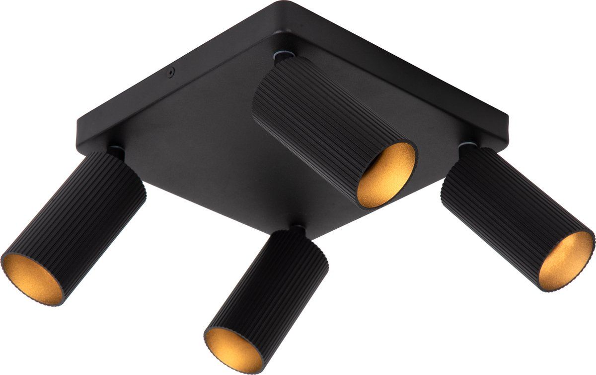 Lucide CLUBS - Plafondspot - 4xGU10 - Zwart - Aluminium