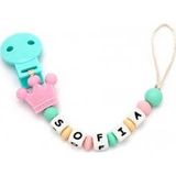 Mamimimama Sucette en silicone avec chaîne multicolore couronne rose