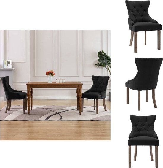 vidaXL Eetkamerstoelen 2 stuks stof zwart