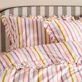 NOUS Living katoenen gestreepte 2-persoons dekbedovertrek 200x200 cm - roze