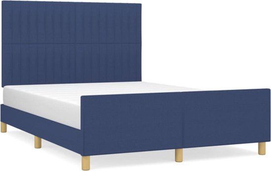 vidaXL Bedframe Stof Blauw 140x200 cm