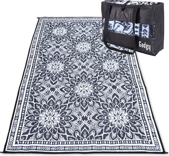 Gadgy Buitenkleed XXL - 300x200 cm - Zwart Wit - Polyester - Dubbelzijdig - Rechthoekig