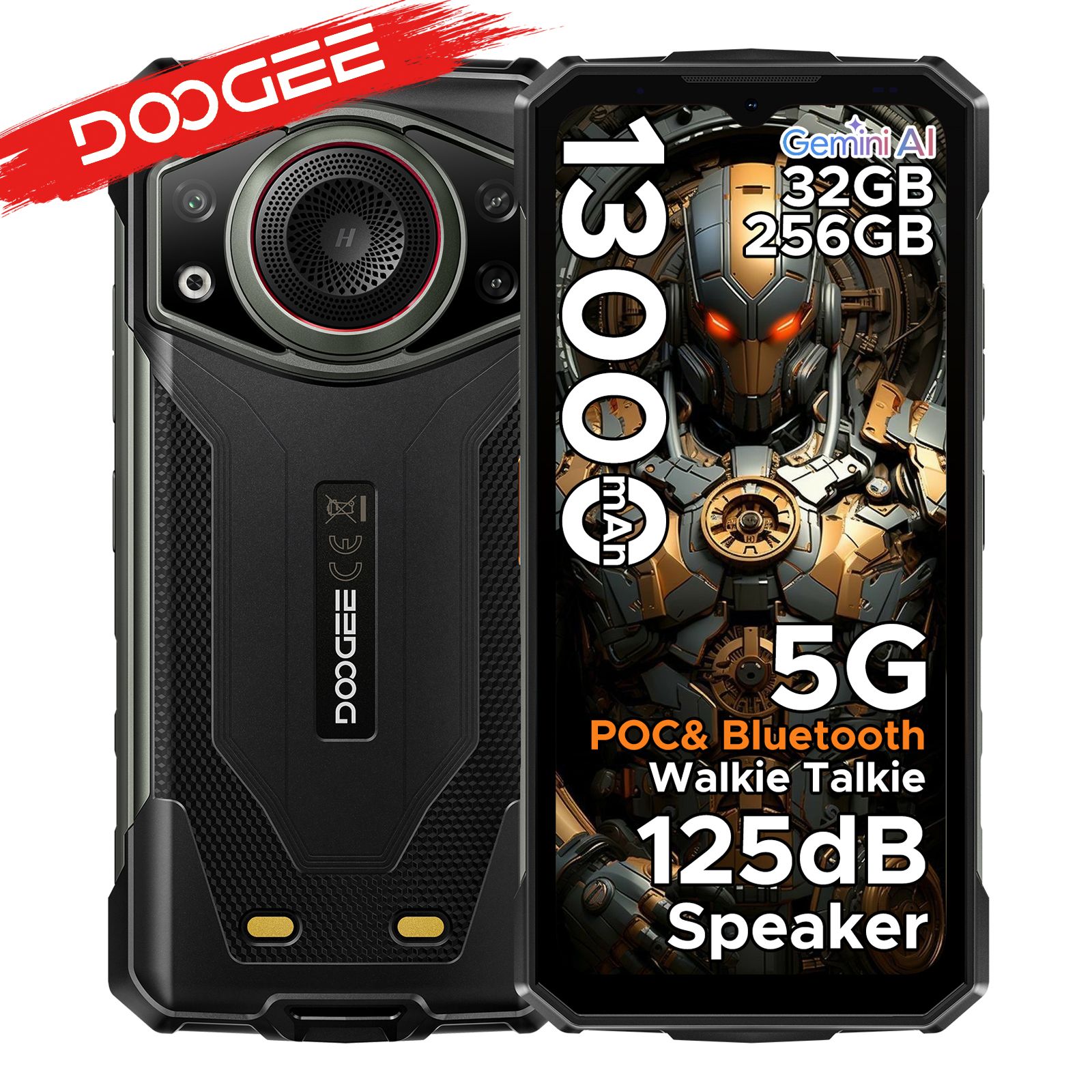 DOOGEE Fire 7 Ultra 5G Robuuste Telefoon POC Walkie-Talkie Mobiele Telefoon 13000mAh Batterij 32GB RAM (8+24) 256GB ROM Dimensity 6300 NFC