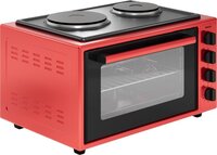 Wiggo WMO-E4562H(R) - Vrijstaande Mini Oven met kookplaat - Electrisch - 45 liter - Rood