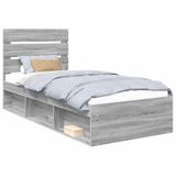 vidaXL Cadre de lit Gris Sonoma 100 x 200 cm Pin massif
