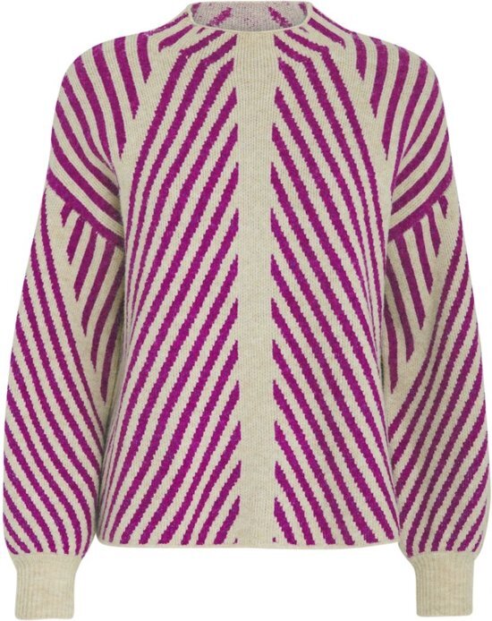 Peppercorn Jayda GRS Mock Neck Long Sleeve Knit Pullover Hollyhock Purple Jacquard