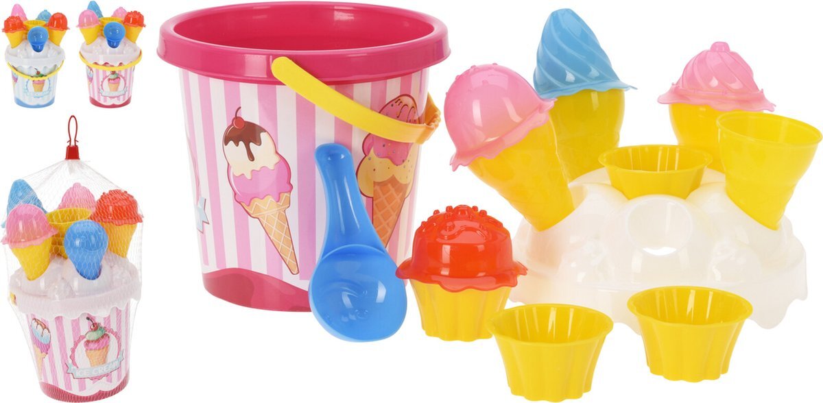 beach toys Strandemmer met ijsjes 17cm (1 stuk) assorti