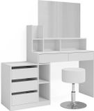 Vicco Table de maquillage Anja, Blanc, 139.8 cm avec miroir et tabouret