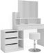 Vicco Table de maquillage Anja, Blanc, 139.8 cm avec miroir et tabouret