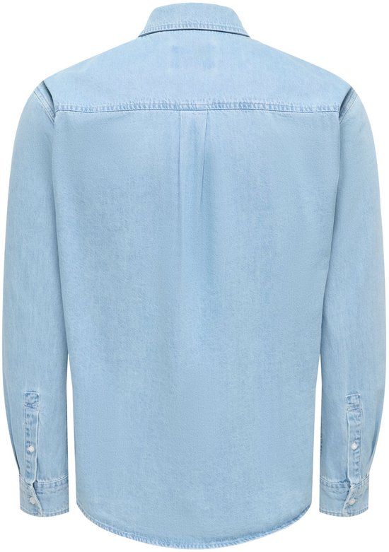 Only & Sons Orson Overhemd - Herenblouse lange mouw - Light Blue Denim