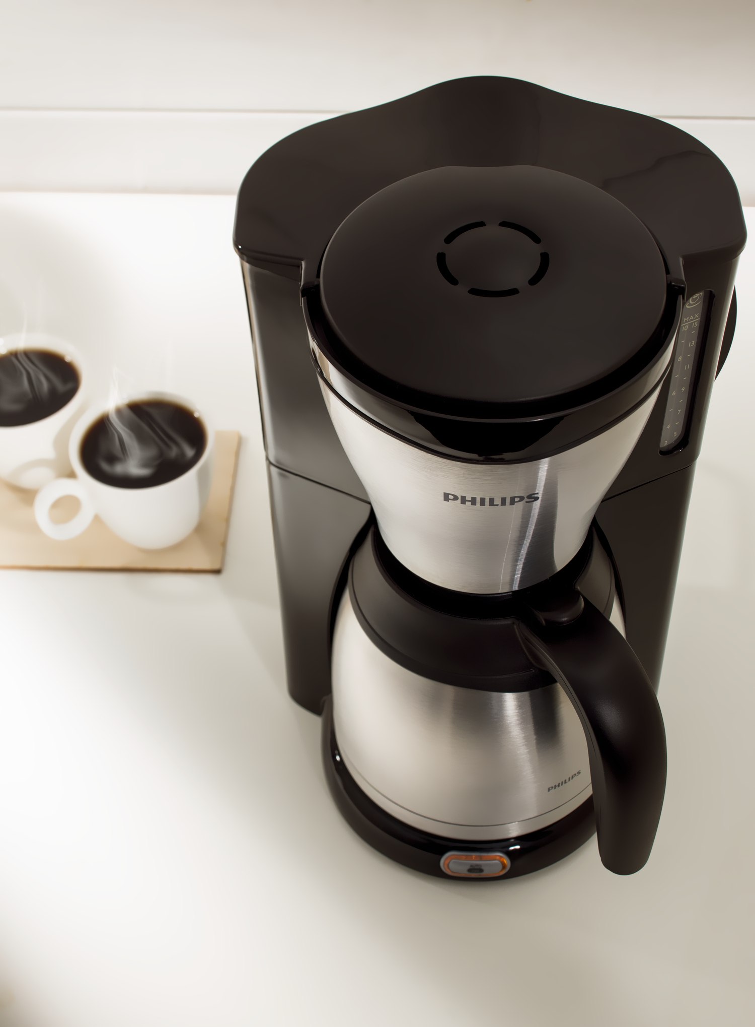 Philips Caf&#233; Gaia Collection  Metalen koffiezetter met thermische kan