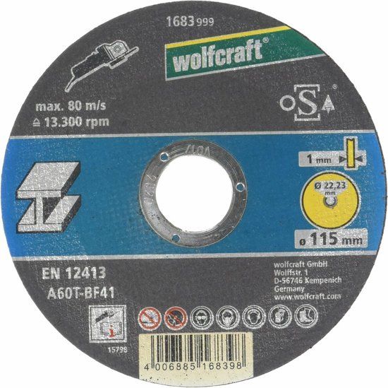 wolfcraft - Doorslijpschijf voor metaal 115mm - Extra Dun 1mm