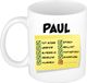 Bellatio Decorations Naam mok Paul - wit - top gozer - keramiek - 300 ml - cadeau collega beker