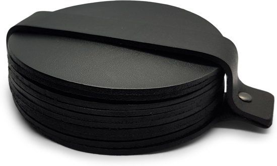 Brute Strength Leren onderzetters set van 10 stuks zwarte onderzetters