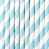 PartyDeco Pailles - papier - 20x - rayures blanc/bleu - 19,5 cm