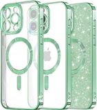 Techsuit Luxury Glitter Back Cover étui avec MagSafe pour Apple iPhone 13 Pro - Vert clair
