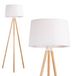 StarTech Noordse staande lamp - Driehoekig frame - Massief hout - Stoffen kap - E27-fitting - 51–60 W - Zuiverwit