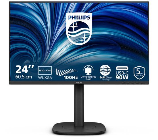 Philips 3000 series 24B2U3301D/00 computer monitor 61,2 cm (24.1") 1920 x 1200 Pixels WUXGA LCD Zwart