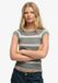 Superdry Athletic Off Shoulder Top Femme Manches Courtes Coton Polyester Griffin Gris Chiné Rayé Taille 12