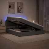 vidaXL LED-opbergbed met matras, donkergrijs, 160 x 200 cm, stof