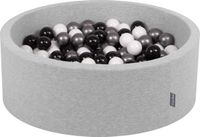 KiddyMoon Ballenbad Voor Baby's met 200 kleurrijke ballen ∅7cm 90x30cm - Ballenbak voor kinderen - Rond ballenbak foam - Schuimvulling - Voor sensorische - Lichtgrijs: Wit, Zwart, Zilver