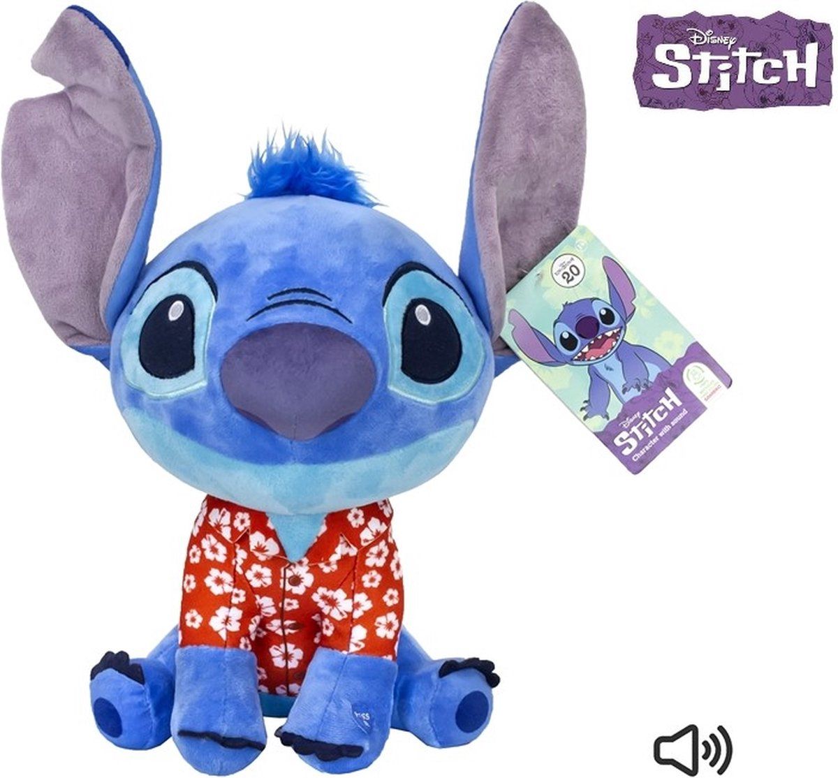 Disney Stitch Bighead Palz Pluche Dier met Geluid - 30cm