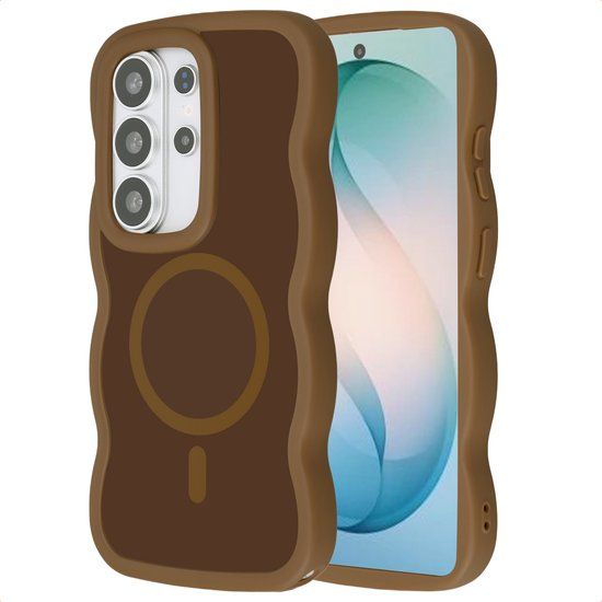 Selencia Wavy Case - Golvend Hoesje geschikt voor Samsung Galaxy S26 Ultra - Mocha Brown