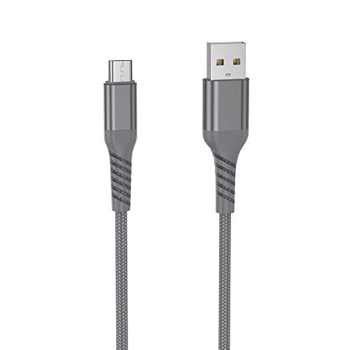 WE USB-kabel op micro-USB, extreem duurzaam, gevlochten nylon en Kevlar, 1 m, MFi-gecertificeerd, grijs