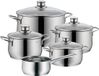 Set de batterie de cuisine à induction 5 pièces avec couvercle en verre - Argent - Poignées en inox
