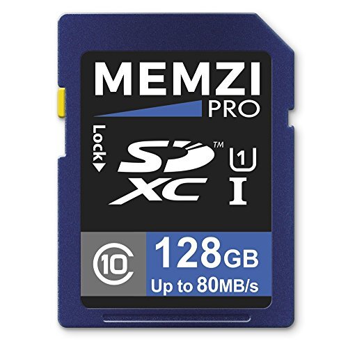 MEMZI PRO 128 GB klasse 10 80 MB/s SDXC geheugenkaart voor Panasonic Lumix DMC-ZS100, DMC-ZS100S, DMC-ZS60, DMC-ZS60K digitale camera's