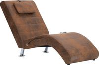 vidaXL Massage chaise longue met kussen kunstsuède bruin