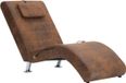 vidaXL Massage chaise longue met kussen kunstsuède bruin