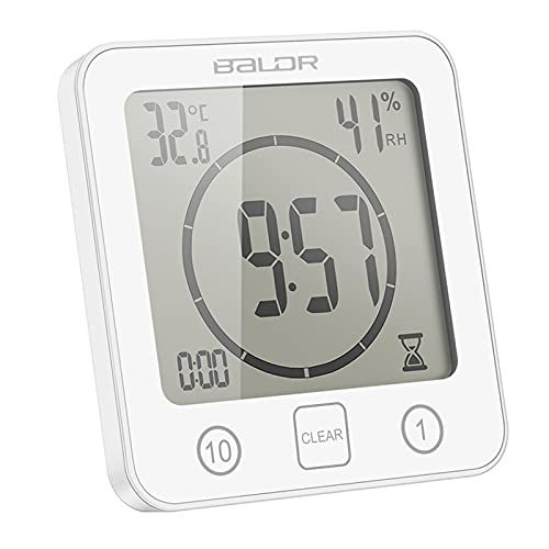 Onever Badkamerklok digitale luchtvochtigheid temperatuur digitale klok timer klok LCD display touch control timer alarm voor keuken badkamer (wit)