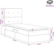 vidaXL Opbergbed met matras, crème kleur, 100 x 200 cm, met stoffen bekleding