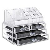 Cosmetische Organizer Laden Case Acryl Clear Make-up Box Acryl Organizer Display Box Acryl Make-up Opslag Slaapkamer Badkamer 4 Laden Lippenstift Make-up Borstel Sectie Sieraden Display Box Case