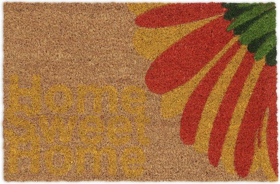 Relaxdays Deurmat Bloem - Home Sweet Home - 60x40cm - Antislip - Binnen & Buiten