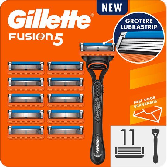 Gillette Fusion5 Scheersysteem Voor Mannen - 1 Handvat - 11 Scheermesjes - Oranje