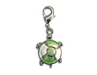 INNSPIRO NICE CHARMS Metalen hanger schildpad groen en wit met karabijnhaak 15x22mm 25u, 10x22mm., Metaal, Geen edelsteen