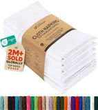 Utopia Kitchen Stoffen Servetten [12 Pak, Wit] 50x50 cm Katoen Blend Wasbaar en Herbruikbaar Tafel Diner Servetten voor Hotel, Lunch, Restaurant, Bruiloften, Evenement en Partijen
