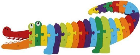 Small Foot houten puzzel krokodil abc - wit