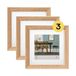 Walther Design Fiorito EF220E3 Fotolijst, hout, 20 x 20 cm, met passe-partout, 3 stuks, licht eiken