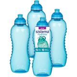 Sistema Squeeze Twist 'n' Sip Sport Waterflessen | 460 ml | Lekvrije Kinderwaterflessen | BPA-vrij | Blauw | 4 stuks