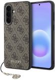 Guess Hoesje Geschikt voor Samsung Galaxy A57 - Backcover met 4G Print & Gouden Bedel (Charm) - Bruin