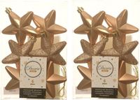 Decoris Kersthanger Sterren - 24 Stuks - Lichtbruin - 7 cm - Kunststof