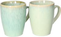 Siaki Koffiemok / theemok Faye - groen - set 2x - 340 ml - mokken - keramiek