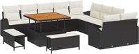 vidaXL Tuinbank Set 13-delig Zwart Polyrattan