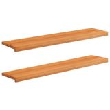 vidaXL - Trapmatten - 2 stuks - Lichtbruin - 110 x 25 x 2 cm - Massief beukenhout