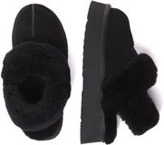 EVERAU Australia Dames Leren Pantoffels Met Twee Afneembare Bandjes - Fantail - Zwart - Maat 36