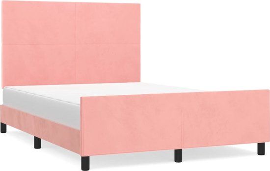 vidaXL Bedframe met hoofdeinde fluweel roze 140x190 cm
